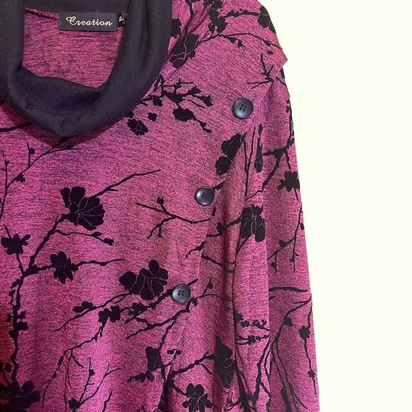 Creation Pull Over Cowl Neck Red and Black Velvet Tunic Top Size‎ XL - Picture 4 of 8